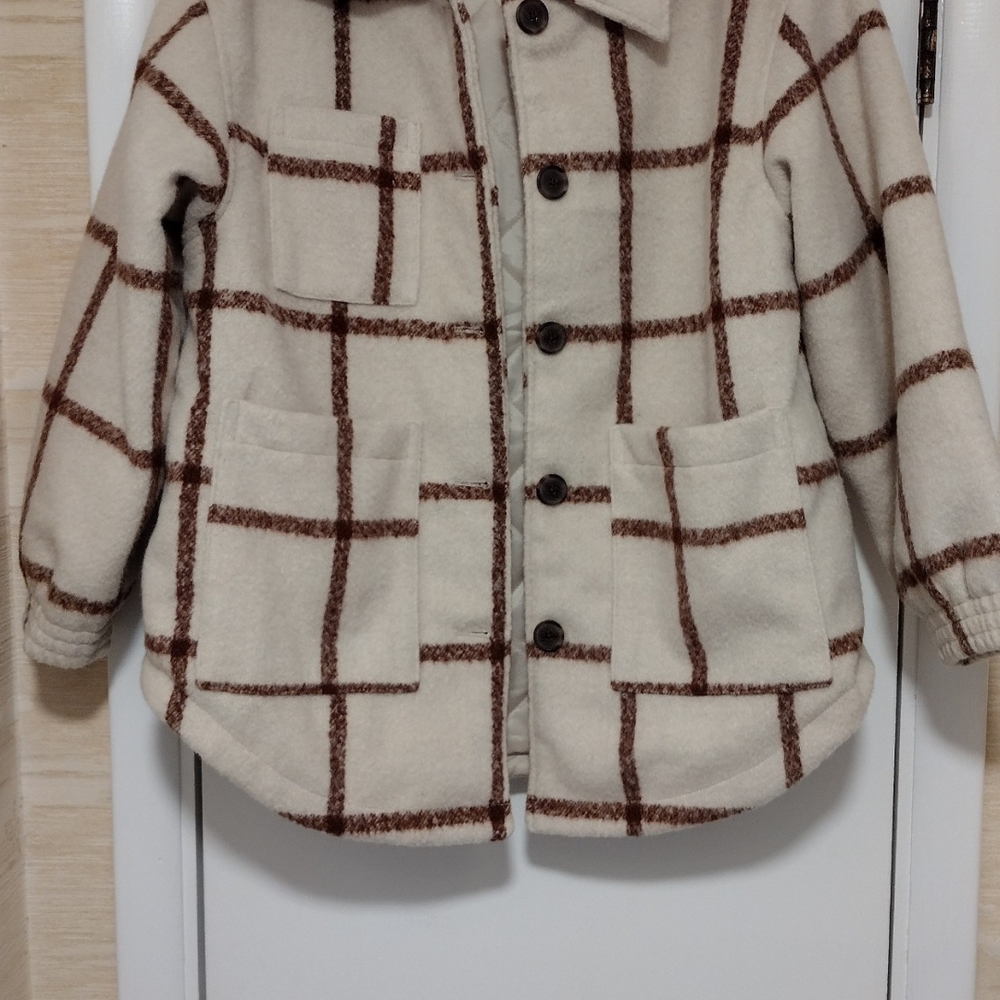 Women's Oversized Shacket - Cream and Brown